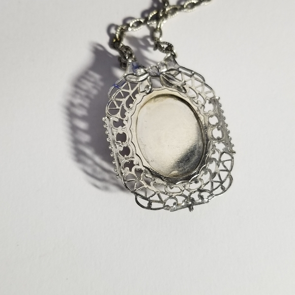 Relisted -Vintage glass dragon breath faux opal Art Deco silver tone bow - Picture 14 of 16